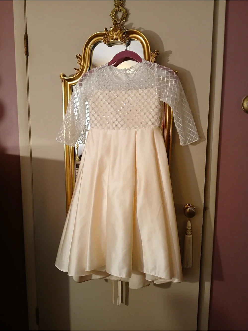 Elegant JR. bridesmaid dress in satin size 8-9 in light blush